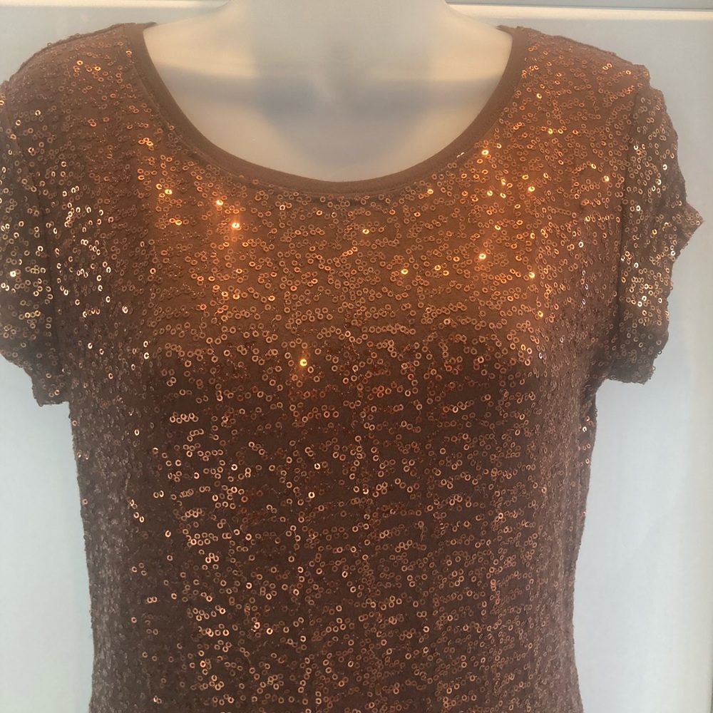 INC Size Small brown sequence short sleeve top